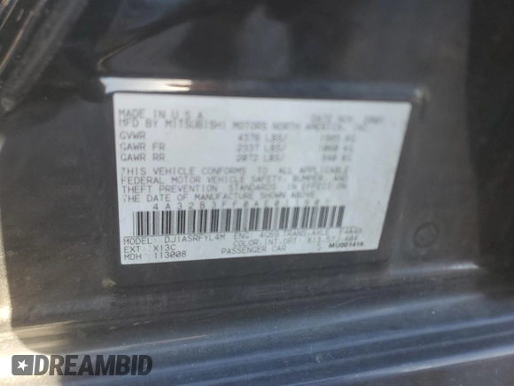 2010 Mitsubishi Galant ES with VIN 4A32B3FF0AE011601, listed as a Copart auction lot 86568244 with 140,923 mi miles and Clean Title. Bid and sale history available at carsss.com. Image 12.