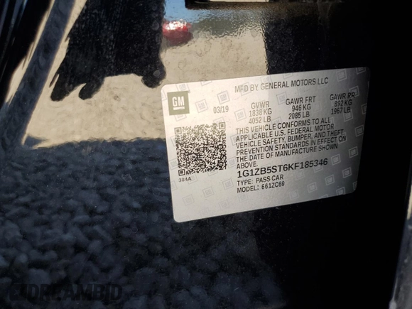 2019 Chevrolet Malibu LS with VIN 1G1ZB5ST6KF185346, listed as a Copart auction lot 77244674 with 65,133 mi miles and Salvage Title. Bid and sale history available at DreamBid. Image 14.