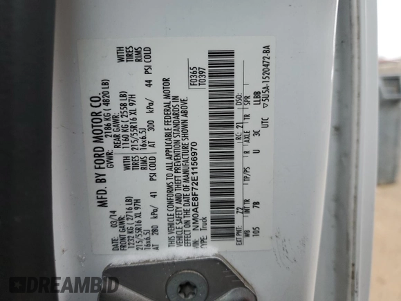 2014 Ford Transit Connect XLT с VIN NM0AE8F72E1156970, выставлен на аукционе Copart как лот 45486575 с пробегом 102 435 миль миль и Чистый • Clean title. История ставок и продаж доступна на DreamBid. Изображение 13.