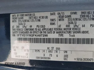 2015 Ford Transit Cargo with VIN 1FTYE1YM2FKA87298, listed as a IAAI auction lot 41241298 with 225,796 mi miles and . Bid and sale history available at DreamBid. Image 9.