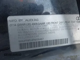 2015 Audi A4 Premium Plus with VIN WAUFFAFL4FN005467, listed as a IAAI auction lot 42079696 with 134,227 mi miles. Bid and sale history available at carsss.com. Image 9.