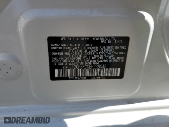 2014 Subaru Crosstrek Touring с VIN JF2GPBKC0EH238048, выставлен на аукционе Copart как лот 60536065 с пробегом 141 073 миль миль и Чистый • Clean title. История ставок и продаж доступна на DreamBid. Изображение 12.