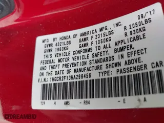 2017 Honda Accord Sedan Sport SE with VIN 1HGCR2F13HA299456, listed as a IAAI auction lot 41837392 with 114,006 mi miles. Bid and sale history available at carsss.com. Image 9.