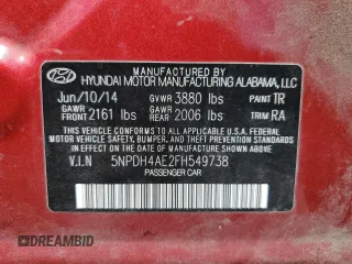 2015 Hyundai Elantra SE z VIN 5NPDH4AE2FH549738, wystawiony jako Copart lot #57289355 z przebiegiem 103 411 mil mil oraz Szkody całkowita. Historia ofert i sprzedaży dostępna na DreamBid. Obrazek 12.