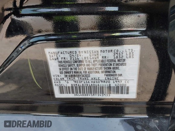 2024 Nissan Sentra S with VIN 3N1AB8BV5RY343933, listed as a IAAI auction lot 40356287 with 3,291 mi miles. Bid and sale history available at carsss.com. Image 9.