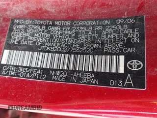 2007 Toyota Prius with VIN JTDKB20U277562520, listed as a IAAI auction lot 42059570 with Not Provided miles. Bid and sale history available at carsss.com. Image 9.