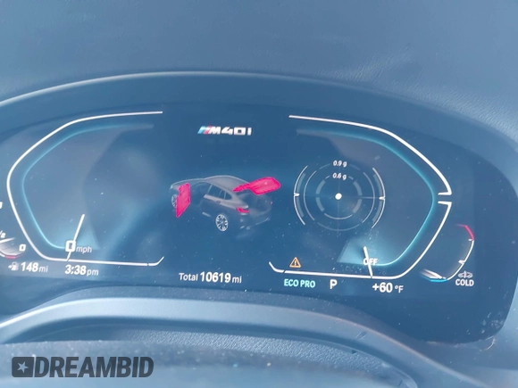 2024 BMW X4 M40i with VIN 5UX43DT0XR9U23493, listed as a IAAI auction lot 41444996 with 10,619 mi miles. Bid and sale history available at carsss.com. Image 7.