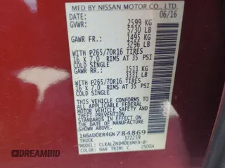 2016 Nissan Frontier SV с VIN 1N6AD0ER4GN784869, выставлен на аукционе Copart как лот 58044735 с пробегом 265 339 миль миль и Списание • Salvage title. История ставок и продаж доступна на DreamBid. Изображение 12.