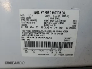 2019 Ford Explorer с VIN 1FM5K7B8XKGA93269, выставлен на аукционе Copart как лот 86772004 с пробегом 120 767 миль миль и Списание • Salvage title. История ставок и продаж доступна на DreamBid. Изображение 13.