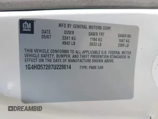 2007 Buick Lucerne V6 CXL with VIN 1G4HD57287U228614, listed as a IAAI auction lot 41843518 with 183,249 mi miles. Bid and sale history available at carsss.com. Image 9.