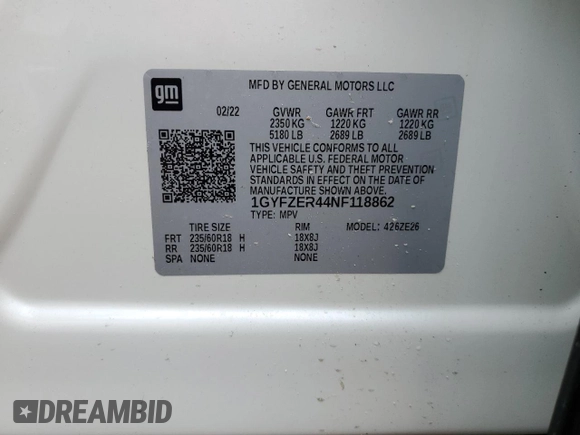 2022 Cadillac XT4 FWD Sport z VIN 1GYFZER44NF118862, wystawiony jako Copart lot #75053034 z przebiegiem 14 983 mil mil oraz Nie do naprawy • Non repairable. Historia ofert i sprzedaży dostępna na DreamBid. Obrazek 14.