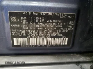 2013 Subaru Outback 2.5i with VIN 4S4BRBAC6D3251947, listed as a Copart auction lot 60460705 with 97,278 mi miles and Salvage title. Bid and sale history available at DreamBid. Image 14.