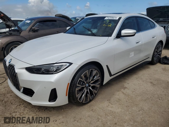 2024 BMW 4 Series 430i with VIN WBA63AV00RFS30435, listed as a Copart auction lot 74259624 with 1,616 mi miles and Non Repairable. Bid and sale history available at carsss.com. Image 1.