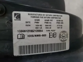 2005 Saturn ION ION 2 with VIN 1G8AN12F85Z120994, listed as a Copart auction lot 74551764 with 112,997 mi miles and Clean Title. Bid and sale history available at carsss.com. Image 12.