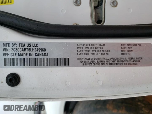 2020 Chrysler 300 S z VIN 2C3CCABT6LH249960, wystawiony jako Copart lot #49432224 z przebiegiem 65 453 mil mil oraz Szkody całkowita. Historia ofert i sprzedaży dostępna na DreamBid. Obrazek 13.