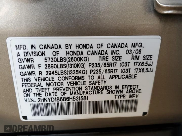 2006 Acura MDX Touring with VIN 2HNYD18686H531581, listed as a Copart auction lot 50252525 with 175,136 mi miles and Salvage Title. Bid and sale history available at carsss.com. Image 13.