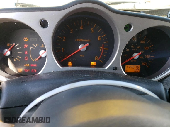 2005 Nissan 350Z Touring with VIN JN1AZ34E55M655680, listed as a Copart auction lot 74091984 with 114,576 mi miles and Salvage Title. Bid and sale history available at DreamBid. Image 9.