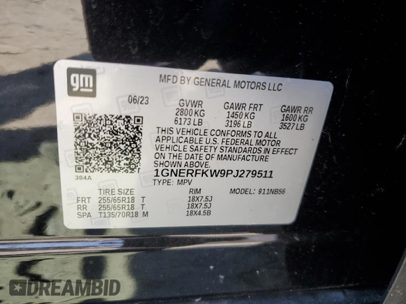 2023 Chevrolet Traverse LS with VIN 1GNERFKW9PJ279511, listed as a Copart auction lot 49934445 with 11,708 mi miles and Salvage title. Bid and sale history available at DreamBid. Image 15.