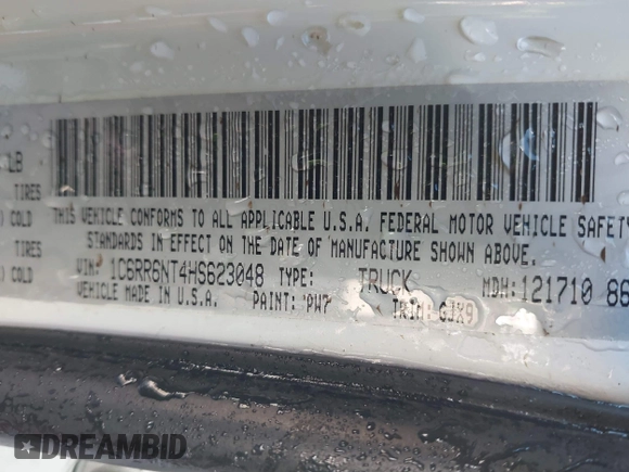 2017 Ram 1500 Laramie z VIN 1C6RR6NT4HS623048, wystawiony jako IAAI lot #41227009 z przebiegiem 124 457 mil mil oraz . Historia ofert i sprzedaży dostępna na DreamBid. Obrazek 9.