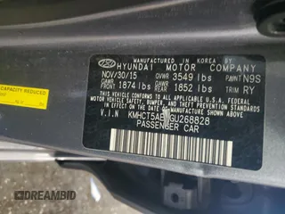 2016 Hyundai Accent SE with VIN KMHCT5AE7GU268828, listed as a Copart auction lot 49552495 with 93,565 mi miles and Salvage Title. Bid and sale history available at carsss.com. Image 14.