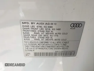 2014 Audi Q7 3.0T Premium Plus with VIN WA1LGAFEXED000843, listed as a IAAI auction lot 41728585 with 169,033 mi miles. Bid and sale history available at carsss.com. Image 9.