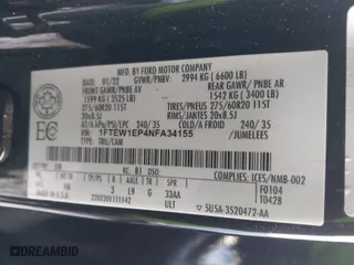 2022 Ford F-150 XL with VIN 1FTEW1EP4NFA34155, listed as a IAAI auction lot 41296303 with 29,699 mi miles. Bid and sale history available at carsss.com. Image 9.