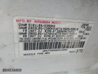 2010 Mitsubishi Outlander GT with VIN JA4JT5AX0AZ010894, listed as a Copart auction lot 42374545 with 165,036 mi miles and Salvage Title. Bid and sale history available at carsss.com. Image 12.