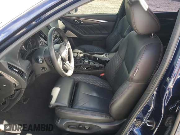 2022 Infiniti Q50 Red Sport 400 with VIN JN1FV7DP4NM370267, listed as a Copart auction lot 45451545 with 46,313 mi miles and Salvage Title. Bid and sale history available at DreamBid. Image 7.