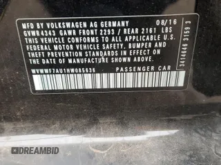 2017 Volkswagen Golf с VIN WVWWF7AU1HW085636, выставлен на аукционе Copart как лот 42734925 с пробегом 90 226 миль миль и Списание • Salvage title. История ставок и продаж доступна на DreamBid. Изображение 13.