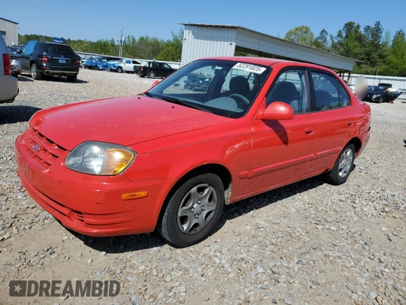 2005 Hyundai Accent GLS with VIN KMHCG45C15U592443, listed as a Copart auction lot 52291025 with 142,263 mi miles and Salvage Title. Bid and sale history available at carsss.com. Image 1.