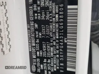 2020 Kia Sorento LX z VIN 5XYPG4A31LG698806, wystawiony jako Copart lot #52627055 z przebiegiem 107 023 mil mil oraz Szkoda całkowita • Salvage title. Historia ofert i sprzedaży dostępna na DreamBid. Obrazek 15.