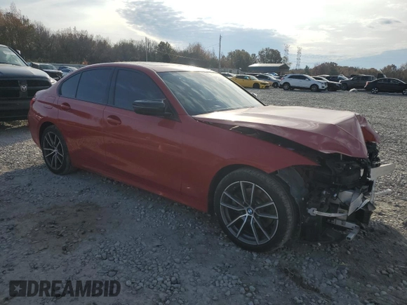 2019 BMW 3 Series 330i xDrive with VIN WBA5R7C51KAJ82278, listed as a Copart auction lot 82415124 with 57,625 mi miles and Salvage Title. Bid and sale history available at carsss.com. Image 4.