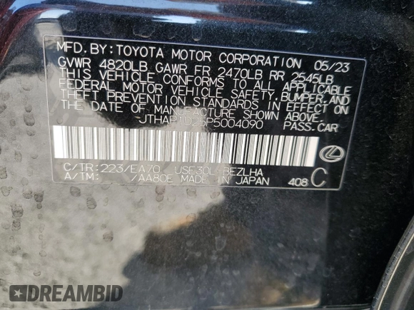 2023 Lexus IS with VIN JTHAP1D25P5004090, listed as a Copart auction lot 42436695 with 11,898 mi miles and Salvage Title. Bid and sale history available at carsss.com. Image 14.