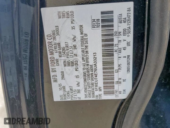 2006 Ford Explorer Eddie Bauer z VIN 1FMEU74E76UA33213, wystawiony jako Copart lot #62322315 z przebiegiem 158 510 mil mil oraz Czysty tytuł • Clean title. Historia ofert i sprzedaży dostępna na DreamBid. Obrazek 13.