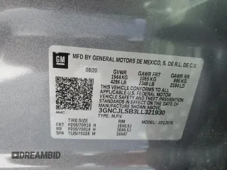 2020 Chevrolet Trax LT with VIN 3GNCJLSB3LL321930, listed as a Copart auction lot 46072075 with 25,620 mi miles and Salvage Title. Bid and sale history available at DreamBid. Image 13.
