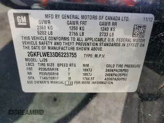 2013 GMC Terrain SLT z VIN 2GKFLWE33D6223755, wystawiony jako Copart lot #59423155 z przebiegiem 231 736 mil mil oraz Czysty tytuł • Clean title. Historia ofert i sprzedaży dostępna na DreamBid. Obrazek 13.