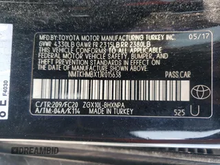 2018 Toyota C-HR XLE with VIN NMTKHMBX1JR015638, listed as a Copart auction lot 63514335 with 445,884 mi miles and Salvage title. Bid and sale history available at DreamBid. Image 13.