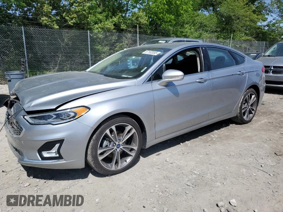 2020 Ford Fusion Titanium with VIN 3FA6P0D93LR180244, listed as a Copart auction lot 57102055 with 34,868 mi miles and Salvage title. Bid and sale history available at DreamBid. Image 1.