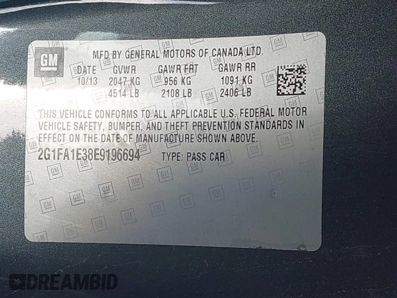 2014 Chevrolet Camaro LS с VIN 2G1FA1E38E9196694, выставлен на аукционе IAAI как лот 42136394 с пробегом 130 539 миль миль и . История ставок и продаж доступна на DreamBid. Изображение 9.
