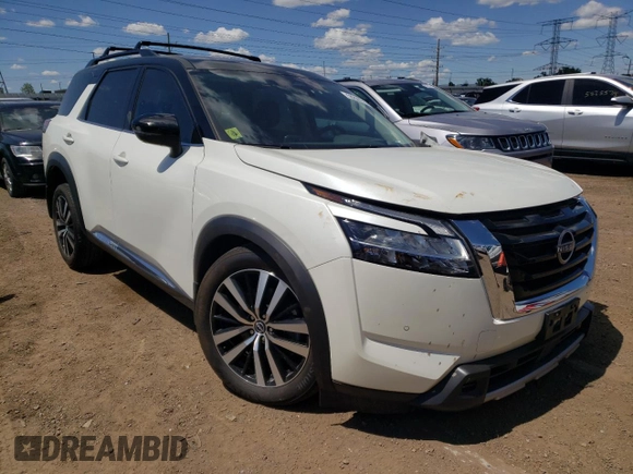 2024 Nissan Pathfinder Platinum with VIN 5N1DR3DK3RC228313, listed as a Copart auction lot 58265575 with 27,387 mi miles and Salvage title. Bid and sale history available at DreamBid. Image 4.