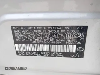 2013 Lexus IS 250 z VIN JTHBF5C26D5188659, wystawiony jako IAAI lot #42041229 z przebiegiem Nie podano mil oraz . Historia ofert i sprzedaży dostępna na DreamBid. Obrazek 9.