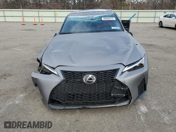 2023 Lexus IS with VIN JTHGZ1E21P5032004, listed as a Copart auction lot 46805615 with 6,043 mi miles and Salvage Title. Bid and sale history available at carsss.com. Image 5.