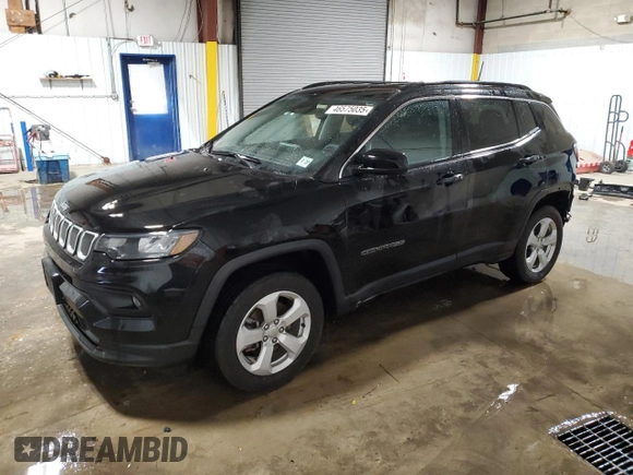 2022 Jeep Compass Latitude with VIN 3C4NJDBB0NT122375, listed as a Copart auction lot 46575035 with 18,765 mi miles and Salvage Title. Bid and sale history available at DreamBid. Image 1.