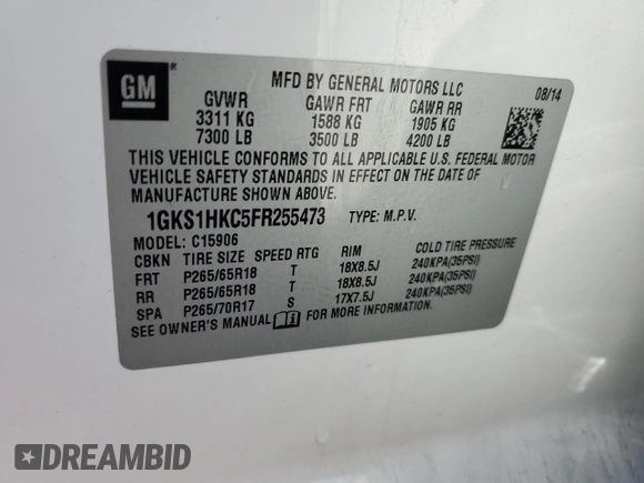 2015 GMC Yukon XL SLT with VIN 1GKS1HKC5FR255473, listed as a Copart auction lot 88680595 with 198,265 mi miles and Salvage Title. Bid and sale history available at carsss.com. Image 13.