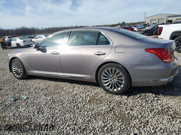 2018 Genesis G90 5.0L Ultimate with VIN KMHG54JH9JU037162, listed as a Copart auction lot 46157295 with 81,409 mi miles and Salvage Title. Bid and sale history available at carsss.com. Image 2.