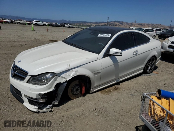 2012 Mercedes-Benz C 63 AMG with VIN WDDGJ7HB9CF814987, listed as a Copart auction lot 59702905 with 109,384 mi miles and Salvage title. Bid and sale history available at DreamBid. Image 1.