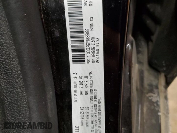 2015 Chrysler 200 Limited with VIN 1C3CCCAG7FN685096, listed as a Copart auction lot 83343374 with 189,299 mi miles and Non Repairable. Bid and sale history available at carsss.com. Image 12.