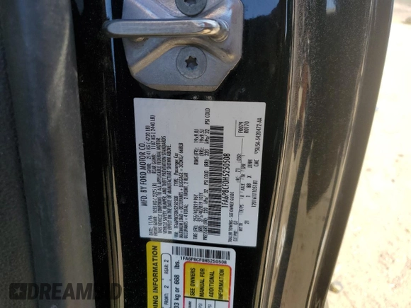 2017 Ford Mustang GT with VIN 1FA6P8CF0H5250508, listed as a Copart auction lot 53699755 with 80,288 mi miles and Salvage title. Bid and sale history available at DreamBid. Image 13.