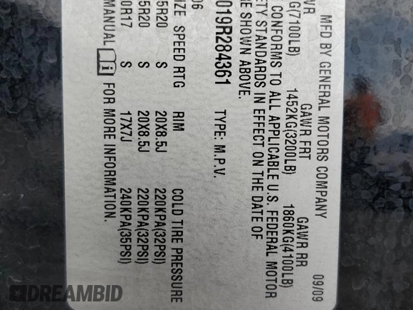 2009 Chevrolet Tahoe 2LT z VIN 1GNFC23019R284361, wystawiony jako Copart lot #56073585 z przebiegiem 306 320 mil mil oraz Szkoda całkowita • Salvage title. Historia ofert i sprzedaży dostępna na DreamBid. Obrazek 12.