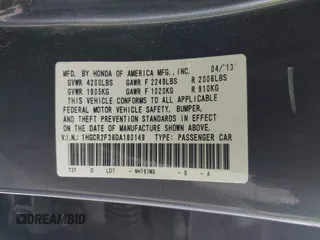 2013 Honda Accord LX z VIN 1HGCR2F38DA180149, wystawiony jako IAAI lot #41871887 z przebiegiem 177 883 mil mil oraz . Historia ofert i sprzedaży dostępna na DreamBid. Obrazek 9.
